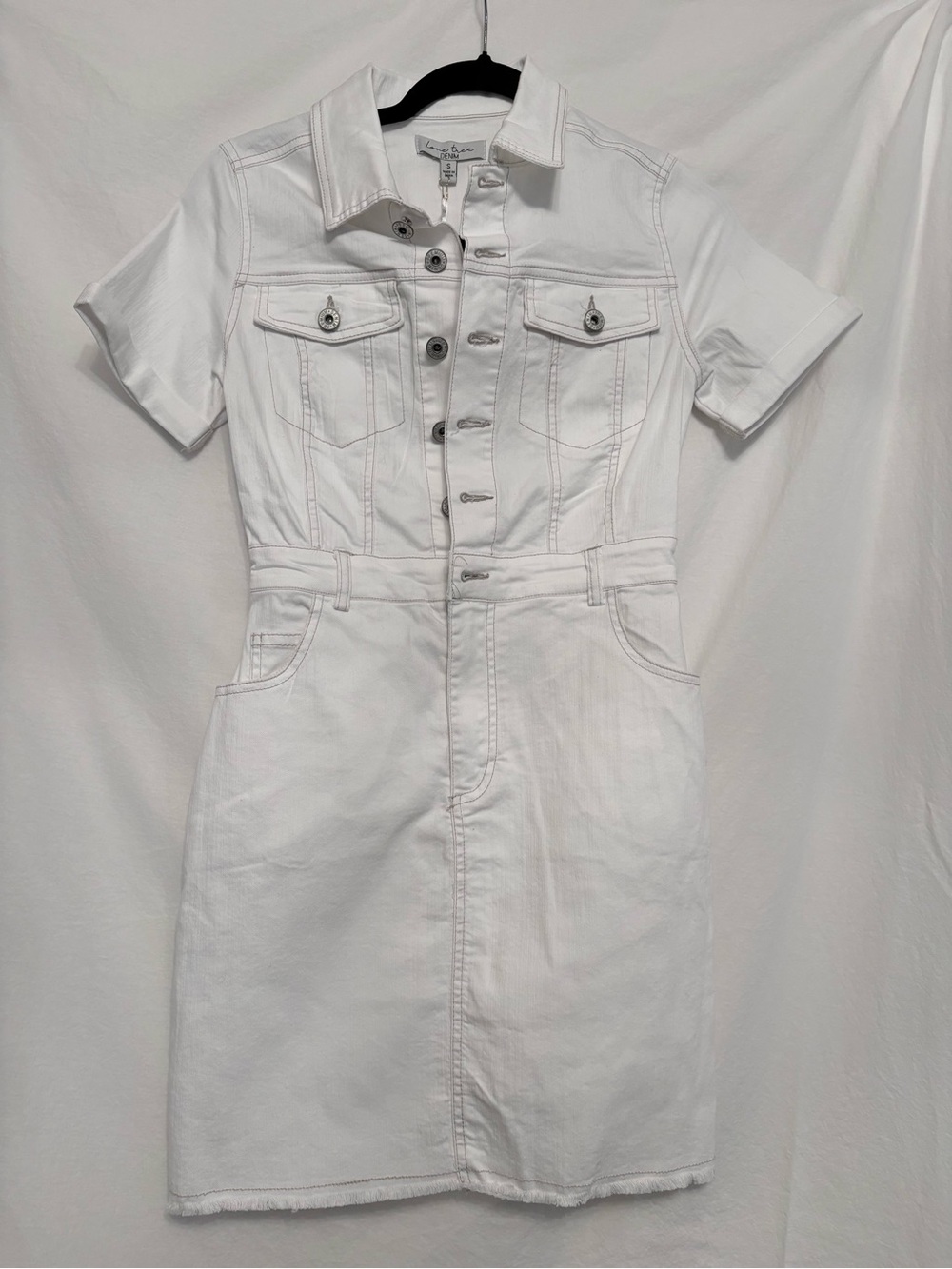 Love Tree White Short-Sleeve Denim Dress